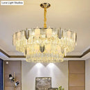 GobekUsa Modern Clear Crystal Leaf Pendant Chandelier - Stylish Suspension Light for Living Room
