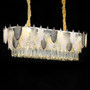 GobekUsa Modern Clear Crystal Leaf Pendant Chandelier - Stylish Suspension Light for Living Room
