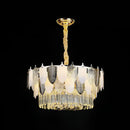 GobekUsa Modern Clear Crystal Leaf Pendant Chandelier - Stylish Suspension Light for Living Room