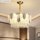 GobekUsa Modern Clear Crystal Leaf Pendant Chandelier - Stylish Suspension Light for Living Room