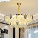 GobekUsa Modern Clear Crystal Leaf Pendant Chandelier - Stylish Suspension Light for Living Room