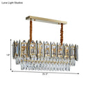 GobekUsa Modern Clear Crystal Tiered Oblong Island Light Fixture - 10 Light Ceiling Pendant
