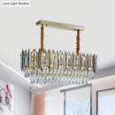 GobekUsa Modern Clear Crystal Tiered Oblong Island Light Fixture - 10 Light Ceiling Pendant