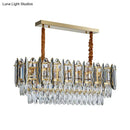 GobekUsa Modern Clear Crystal Tiered Oblong Island Light Fixture - 10 Light Ceiling Pendant