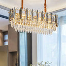 GobekUsa Modern Clear Crystal Tiered Oblong Island Light Fixture - 10 Light Ceiling Pendant