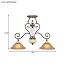 GobekUsa Modern Countryside Style Chandelier Light - White Glass, Black Island Lamp with Flared 2 Heads and Curvy Arm - Ideal for Dining Room