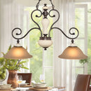 GobekUsa Modern Countryside Style Chandelier Light - White Glass, Black Island Lamp with Flared 2 Heads and Curvy Arm - Ideal for Dining Room