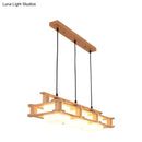 GobekUsa Modern Cream Glass Cube Pendant Light with 3 Wooden Heads