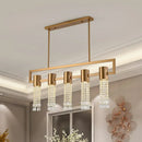GobekUsa Modern Crystal Draping Brass Island Pendant Lighting Fixture - 15-Light Linear Suspension