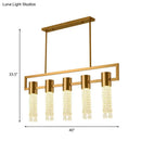 GobekUsa Modern Crystal Draping Brass Island Pendant Lighting Fixture - 15-Light Linear Suspension