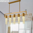 GobekUsa Modern Crystal Draping Brass Island Pendant Lighting Fixture - 15-Light Linear Suspension