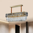 GobekUsa Modern Crystal Ellipse Island Pendant Light - Elegant 10-Bulb Suspension Lighting for Dining Room - Black-Gold Finish