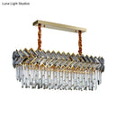 GobekUsa Modern Crystal Ellipse Island Pendant Light - Elegant 10-Bulb Suspension Lighting for Dining Room - Black-Gold Finish