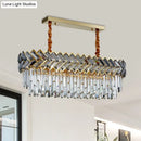 GobekUsa Modern Crystal Ellipse Island Pendant Light - Elegant 10-Bulb Suspension Lighting for Dining Room - Black-Gold Finish