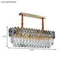 GobekUsa Modern Crystal Ellipse Island Pendant Light - Elegant 10-Bulb Suspension Lighting for Dining Room - Black-Gold Finish
