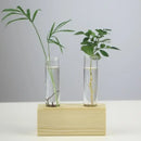 Modern crystal glass test tube vase trio living room wooden stand by Decorbites
