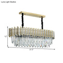 GobekUsa Modern Crystal Gold Island Pendant Light with 10 Elliptical Bulbs