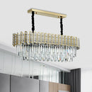 GobekUsa Modern Crystal Gold Island Pendant Light with 10 Elliptical Bulbs