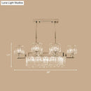 GobekUsa Modern Crystal Island Light: Chrome Rectangle Pendant Fixture with 6 Lights for Dining Room Ceilings