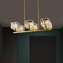 GobekUsa Modern Crystal Island Pendant Light with 6 Bulbs and Gold Finish