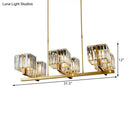 GobekUsa Modern Crystal Island Pendant Light with 6 Bulbs and Gold Finish