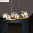 GobekUsa Modern Crystal Island Pendant Light with 6 Bulbs and Gold Finish