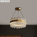 GobekUsa Modern Crystal Loop Pendant Light with Brass Finish and LED