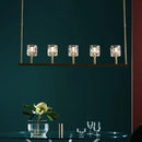 GobekUsa Modern Crystal Pendant Light Fixture - Gold 5-Head Hanging Island Chandelier for Dining Table