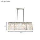 GobekUsa Modern Crystal Rod Island Pendant – Rectangular with 5 Lights, Chrome Finish