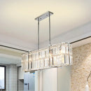 GobekUsa Modern Crystal Rod Island Pendant – Rectangular with 5 Lights, Chrome Finish