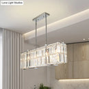GobekUsa Modern Crystal Rod Island Pendant – Rectangular with 5 Lights, Chrome Finish