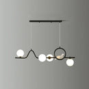 GobekUsa Modern Curve Island Ceiling Light with Glass Ball Shade for Dining Room