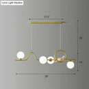 GobekUsa Modern Curve Island Ceiling Light with Glass Ball Shade for Dining Room