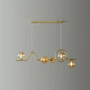 GobekUsa Modern Curve Island Ceiling Light with Glass Ball Shade for Dining Room