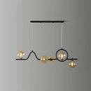 GobekUsa Modern Curve Island Ceiling Light with Glass Ball Shade for Dining Room