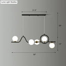 GobekUsa Modern Curve Island Ceiling Light with Glass Ball Shade for Dining Room