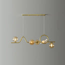 GobekUsa Modern Curve Island Ceiling Light with Glass Ball Shade for Dining Room