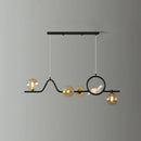 GobekUsa Modern Curve Island Ceiling Light with Glass Ball Shade for Dining Room
