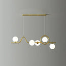 GobekUsa Modern Curve Island Ceiling Light with Glass Ball Shade for Dining Room