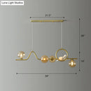 GobekUsa Modern Curve Island Ceiling Light with Glass Ball Shade for Dining Room