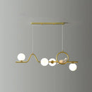 GobekUsa Modern Curve Island Ceiling Light with Glass Ball Shade for Dining Room