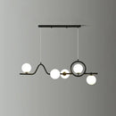 GobekUsa Modern Curve Island Ceiling Light with Glass Ball Shade for Dining Room