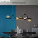 GobekUsa Modern Curve Island Ceiling Light with Glass Ball Shade for Dining Room