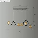 GobekUsa Modern Curve Island Ceiling Light with Glass Ball Shade for Dining Room