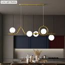 GobekUsa Modern Curve Island Ceiling Light with Glass Ball Shade for Dining Room