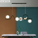 GobekUsa Modern Curve Island Ceiling Light with Glass Ball Shade for Dining Room