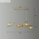 GobekUsa Modern Curve Island Ceiling Light with Glass Ball Shade for Dining Room