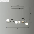 GobekUsa Modern Curve Island Ceiling Light with Glass Ball Shade for Dining Room