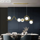 GobekUsa Modern Curve Island Ceiling Light with Glass Ball Shade for Dining Room