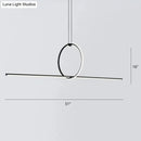 GobekUsa Modern Designer Line Art Pendant Ceiling Light with LED Island Lighting for Dining Room, Black Metallic Finish